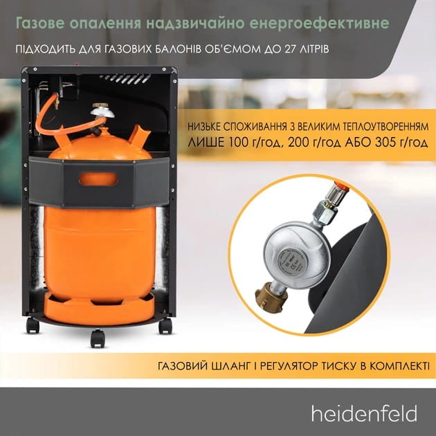 Підлоговий газовий обігрівач керамічний Inferno GH100 Heidenfeld (Німеччина) - Зображення 6